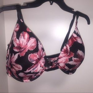 XOXO Pink Black Floral Front Clasp Bra